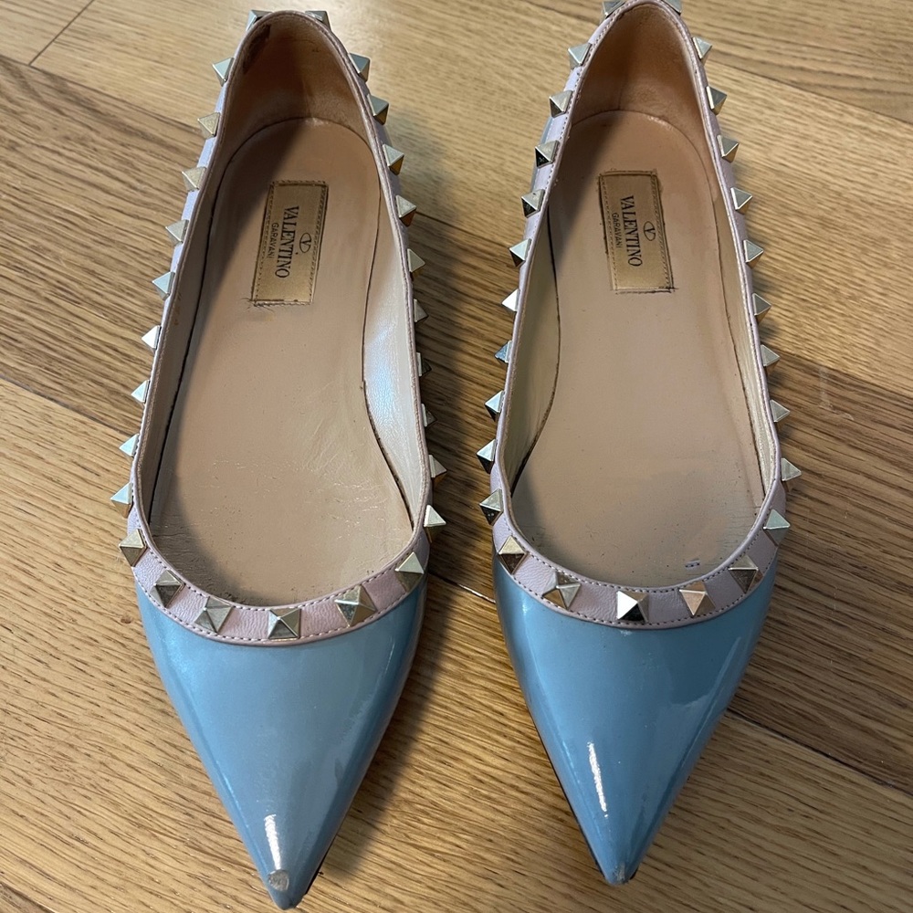 Valentino Rockstud Patent Leather Flat